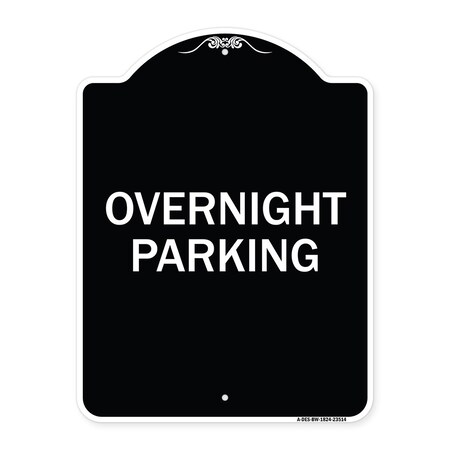 Signmission Overnight Parking Heavy-Gauge Aluminum Architectural Sign, 24" x 18", BW-1824-23514 A-DES-BW-1824-23514